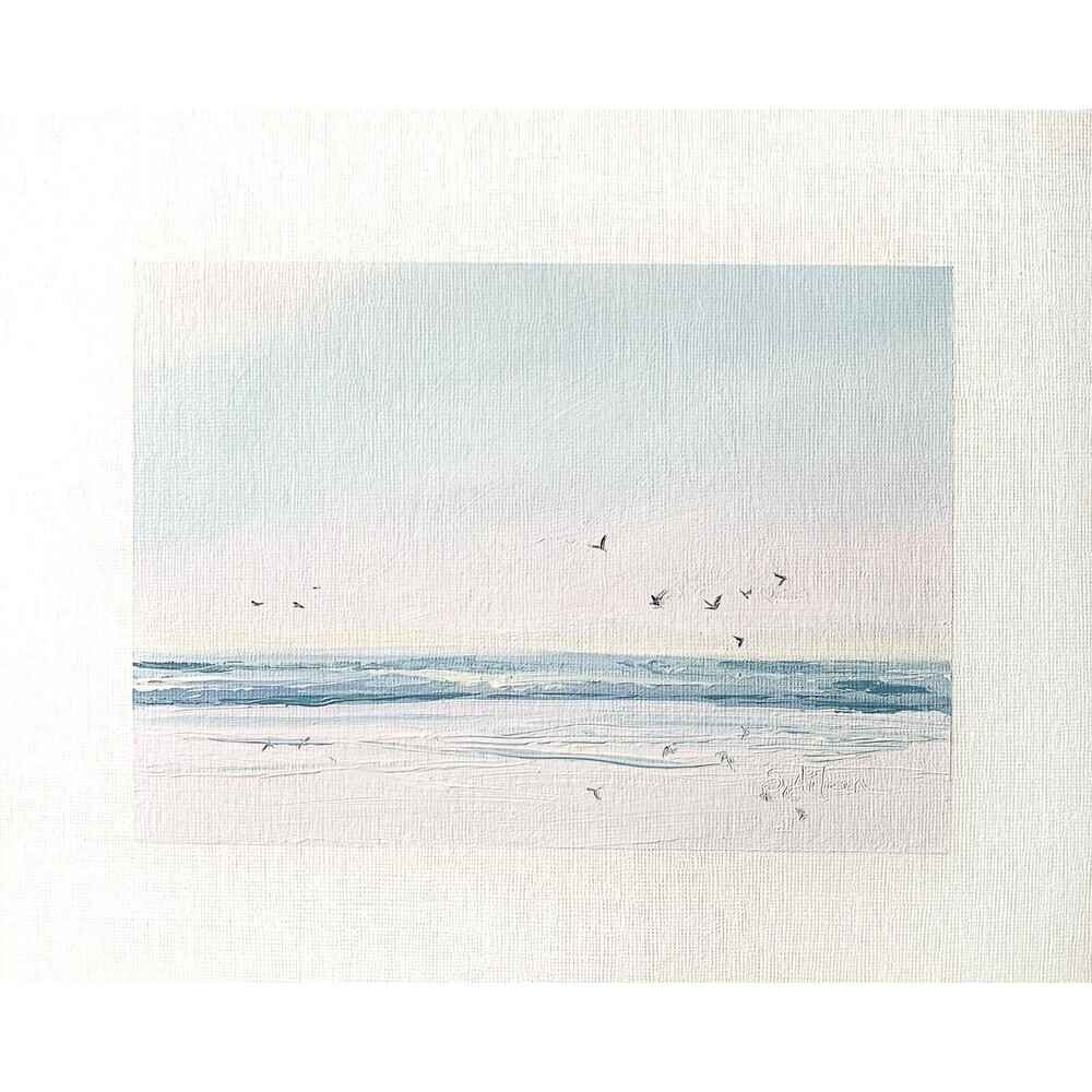 8x10 Original Oil Painting Seascape Birds Ocean Waves Coastal Art Summer Signed